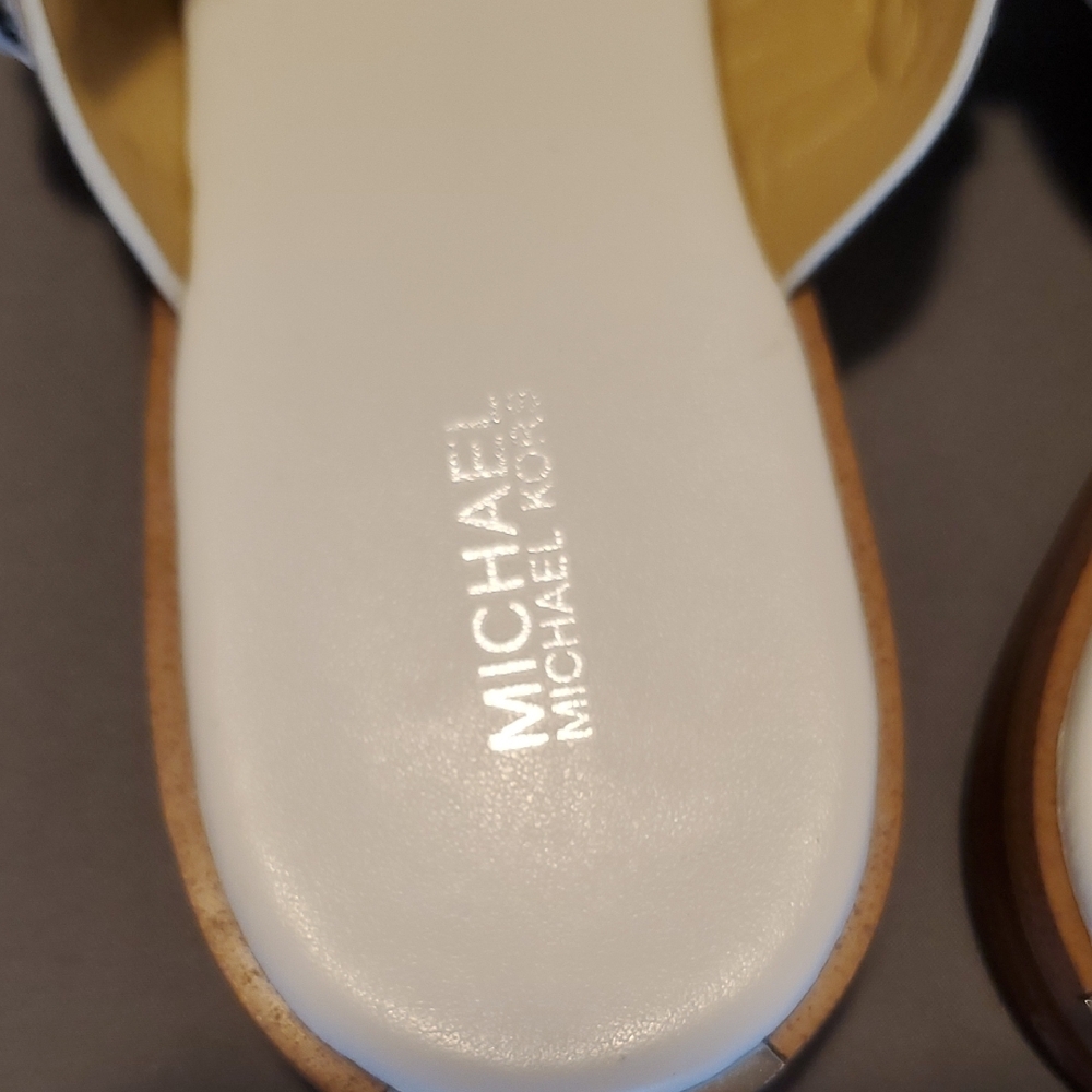 Michael Kors White Sandals with Silver Chain Detail - Picture 3 of 5